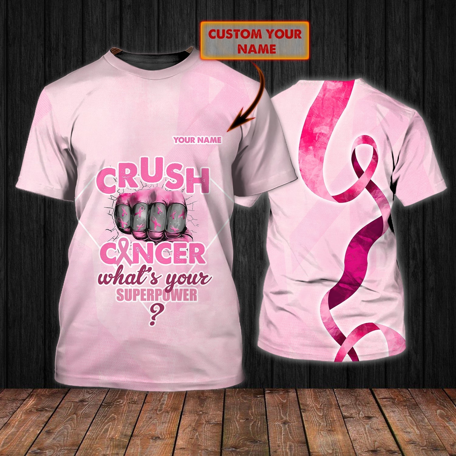 Custom Pink Breast Cancer Awareness 3D Print Shirts