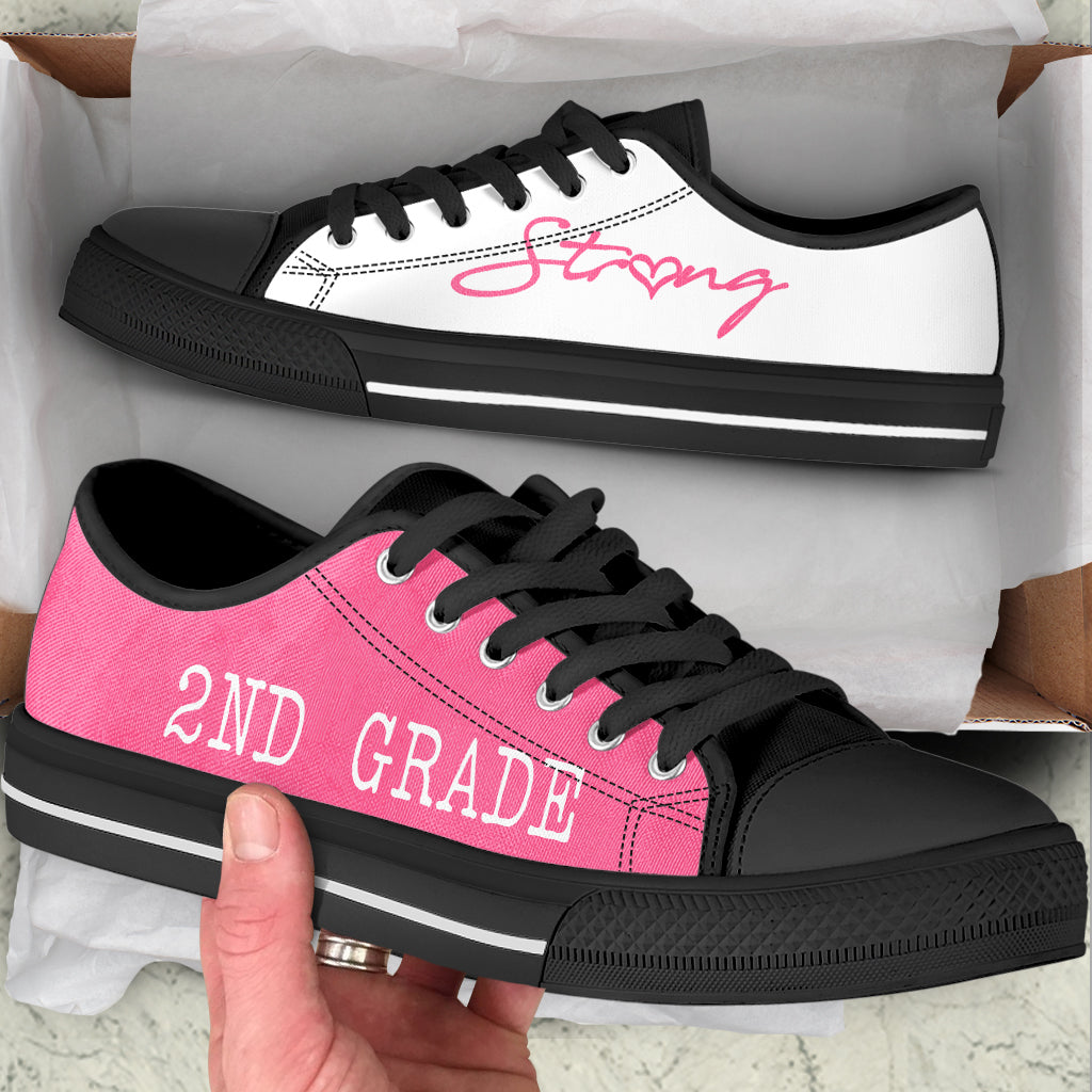 2Nd Grade Teacher Low Top Shoes Canvas Shoes School Shoes Strong Pink White Low Top