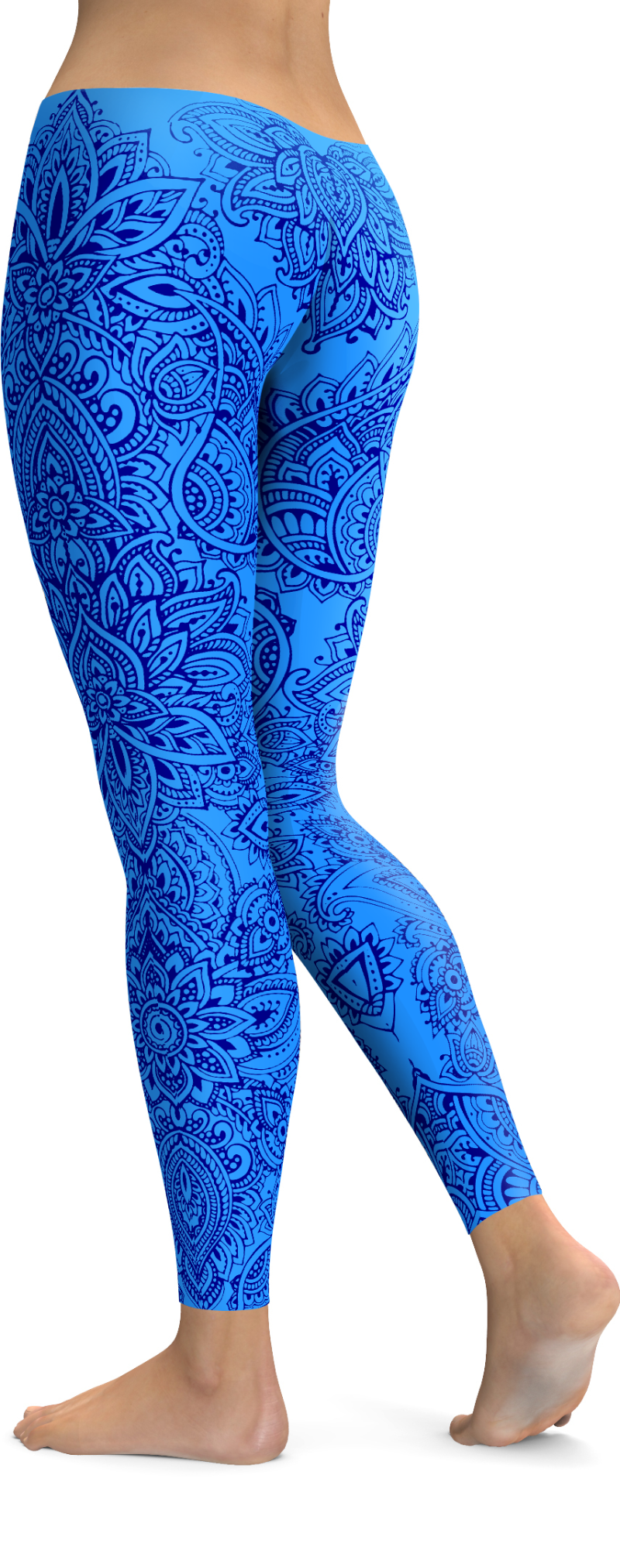 Blue And Navy Henna Tattoo Leggings - Intercept Inter National