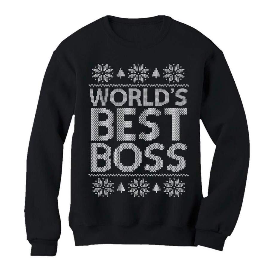 World’s Best Boss Funny Holiday Office Party Ugly Christmas Sweatshirt