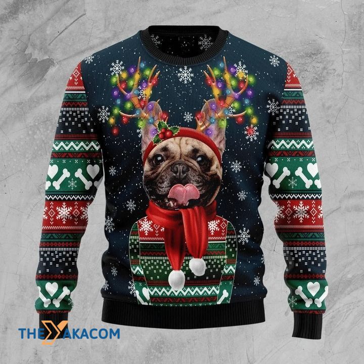 Christmas French Bulldog With Light In Winter Gift For Christmas Ugly Christmas Sweater