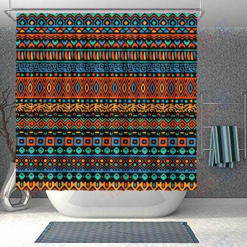 African American Shower Curtain Ethnic Ornamental Afrocentric Art Bathroom Decor Accessories TMT088