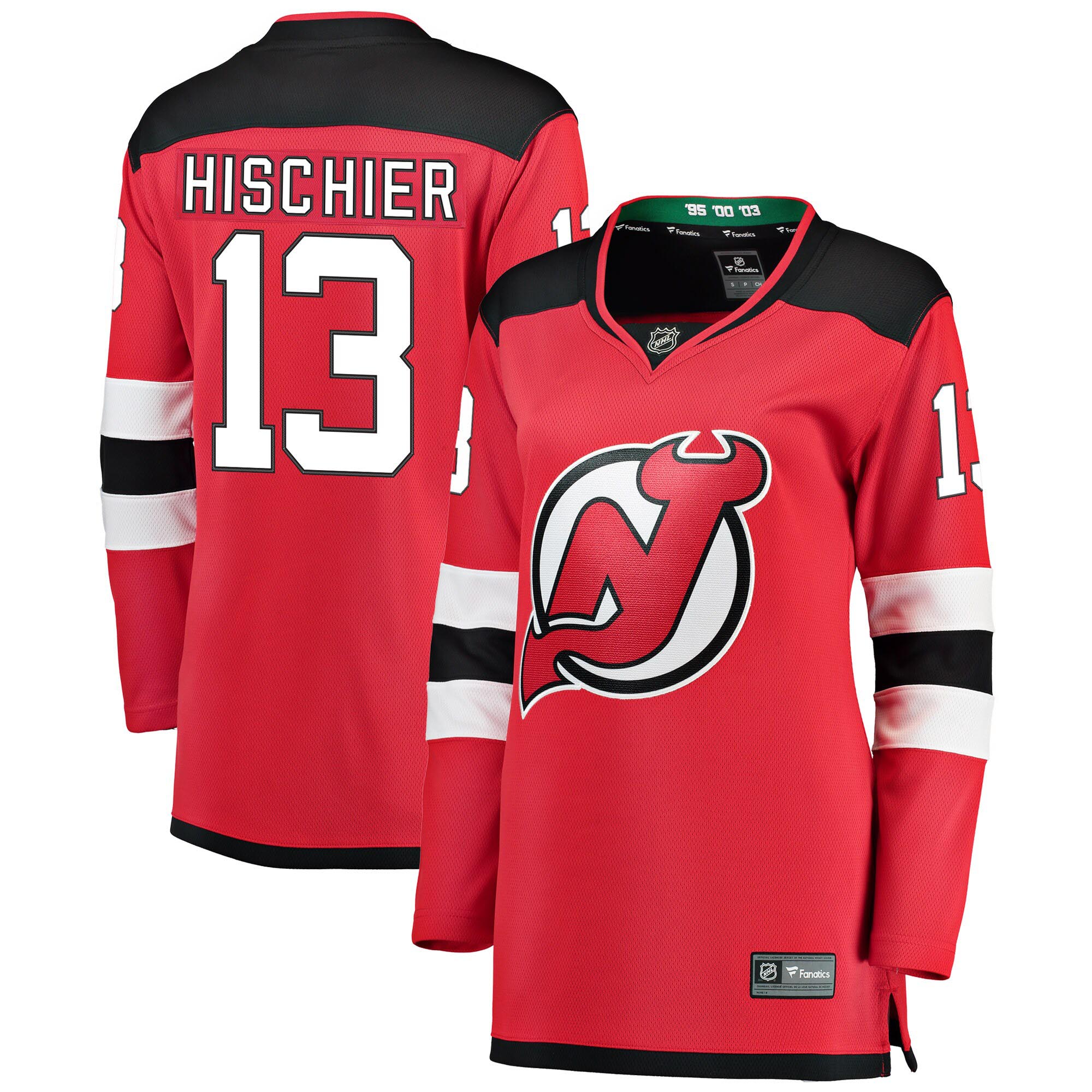 Women's New Jersey Devils Nico Hischier Red Breakaway Home Player Jersey