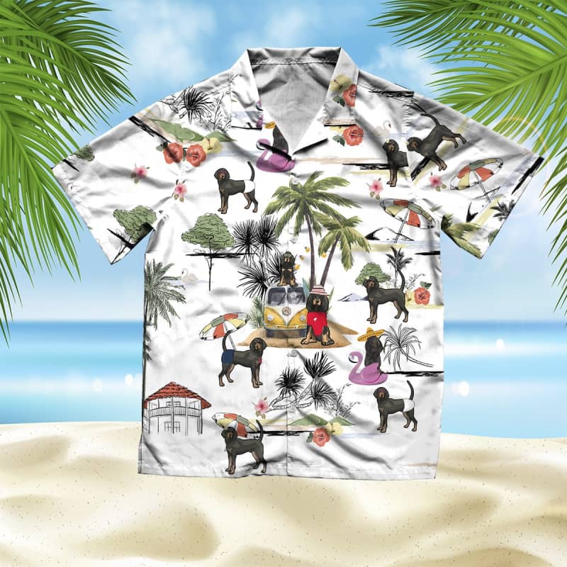 Unisex Black And Tan Coonhound Beach Hawaiian Shirt