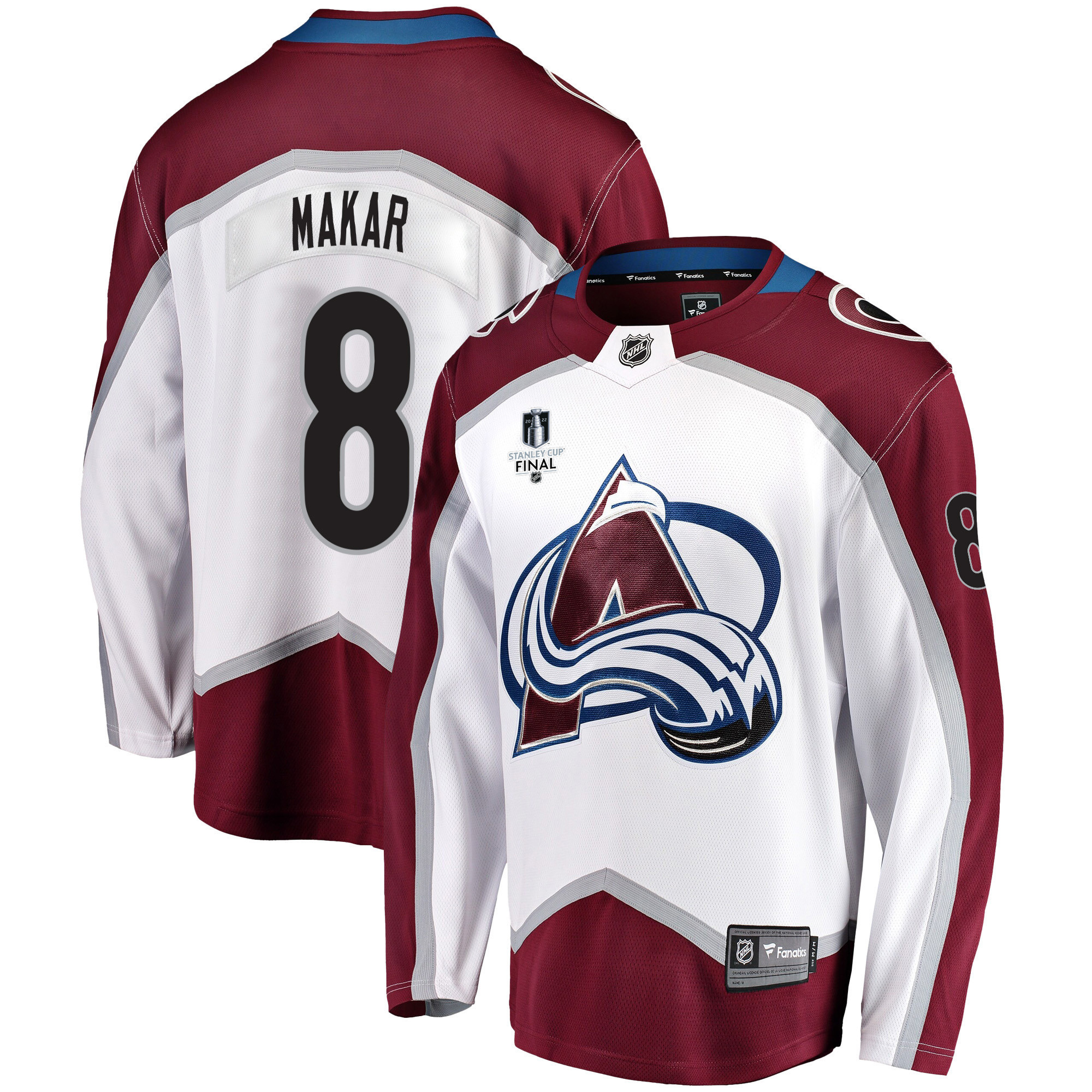 Colorado Avalanche Cale Makar 8 Away 2022 Stanley Cup Final Breakaway Men Jersey – White