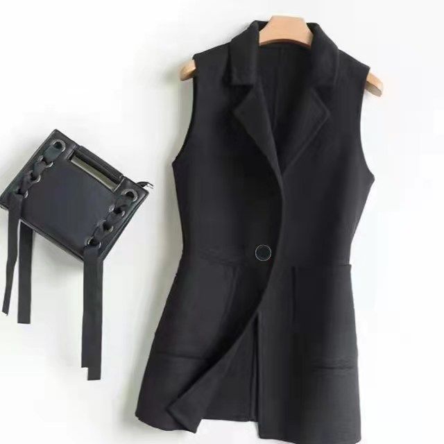 Woman Classic Long Blazer Vest Female Elegant Office Ladies Coat Waistcoat Casual Suits Sleeveless Jacket 2XL Q194 alx