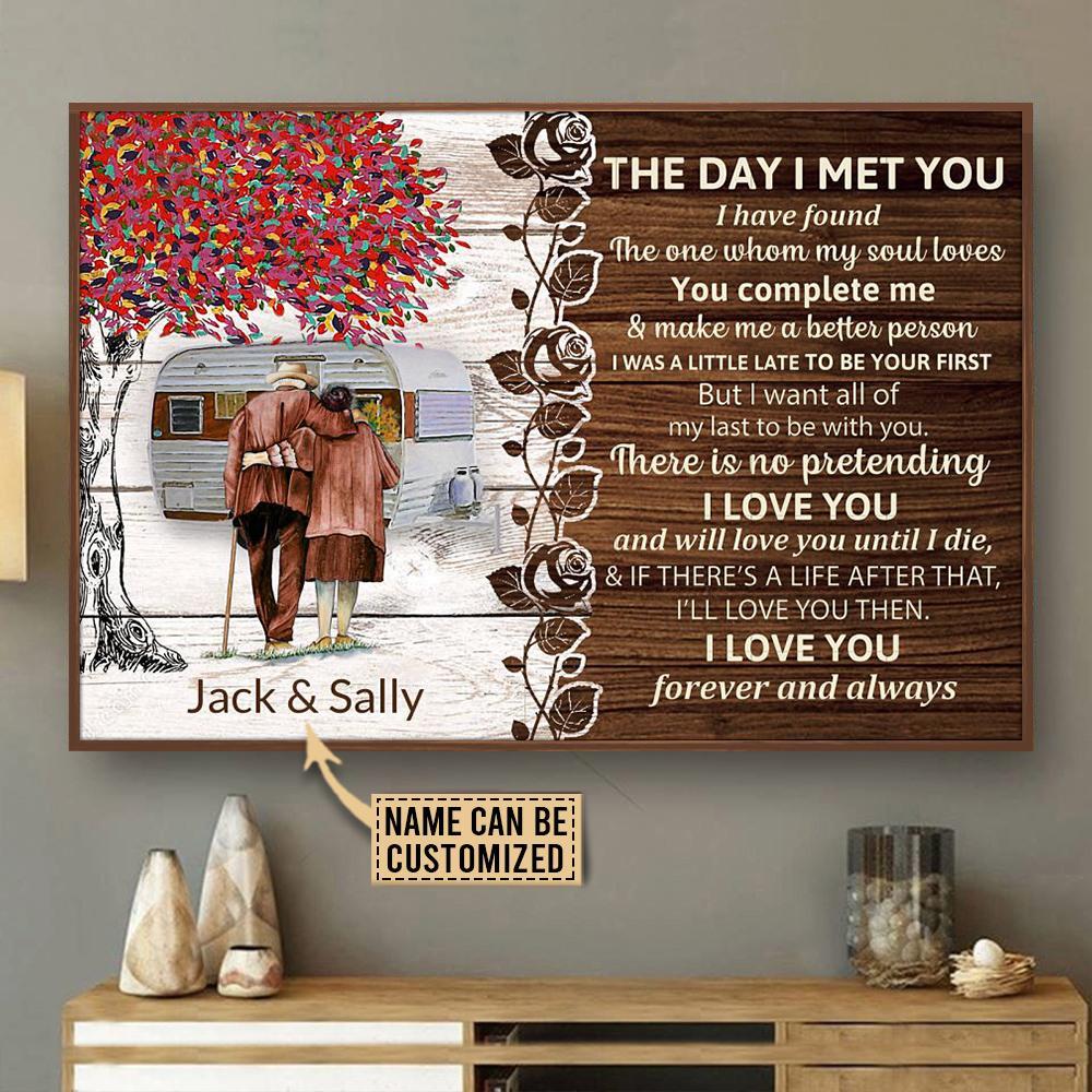 Aeticon Gifts Personalized Brown Camping The Day I Met You Canvas Mom Dad Gift Home Decor