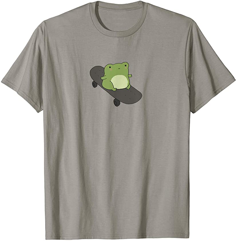 Cute Frog on Skateboard – Kawaii Cottagecore Aesthetic T-Shirt