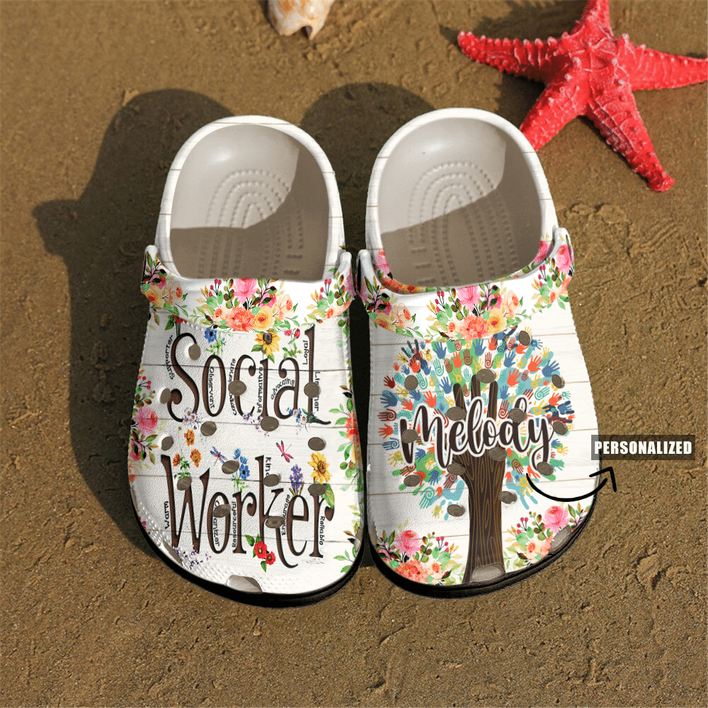 Social Worker Personalized Clog, Custom Name, Text, Color, Number Fashion Style For Women, Men, Kid, Print 3D