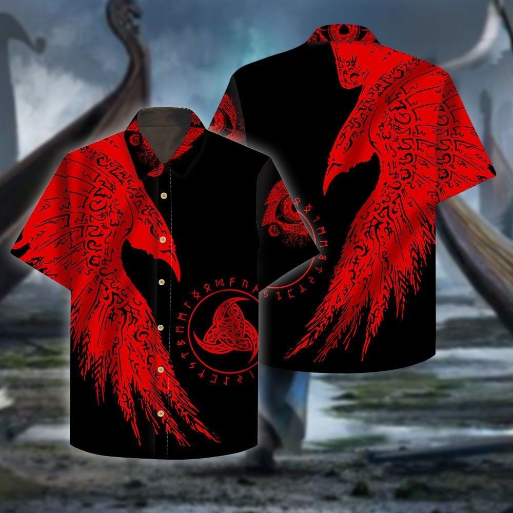 Cover your body with amazing viking red raven hawaiian shirt