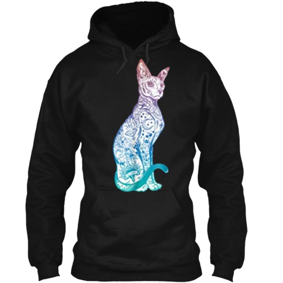 Stay Weird – Pastel Goth Sphynx Cat  – Tattoo Kitten Pullover Hoodie 8 oz