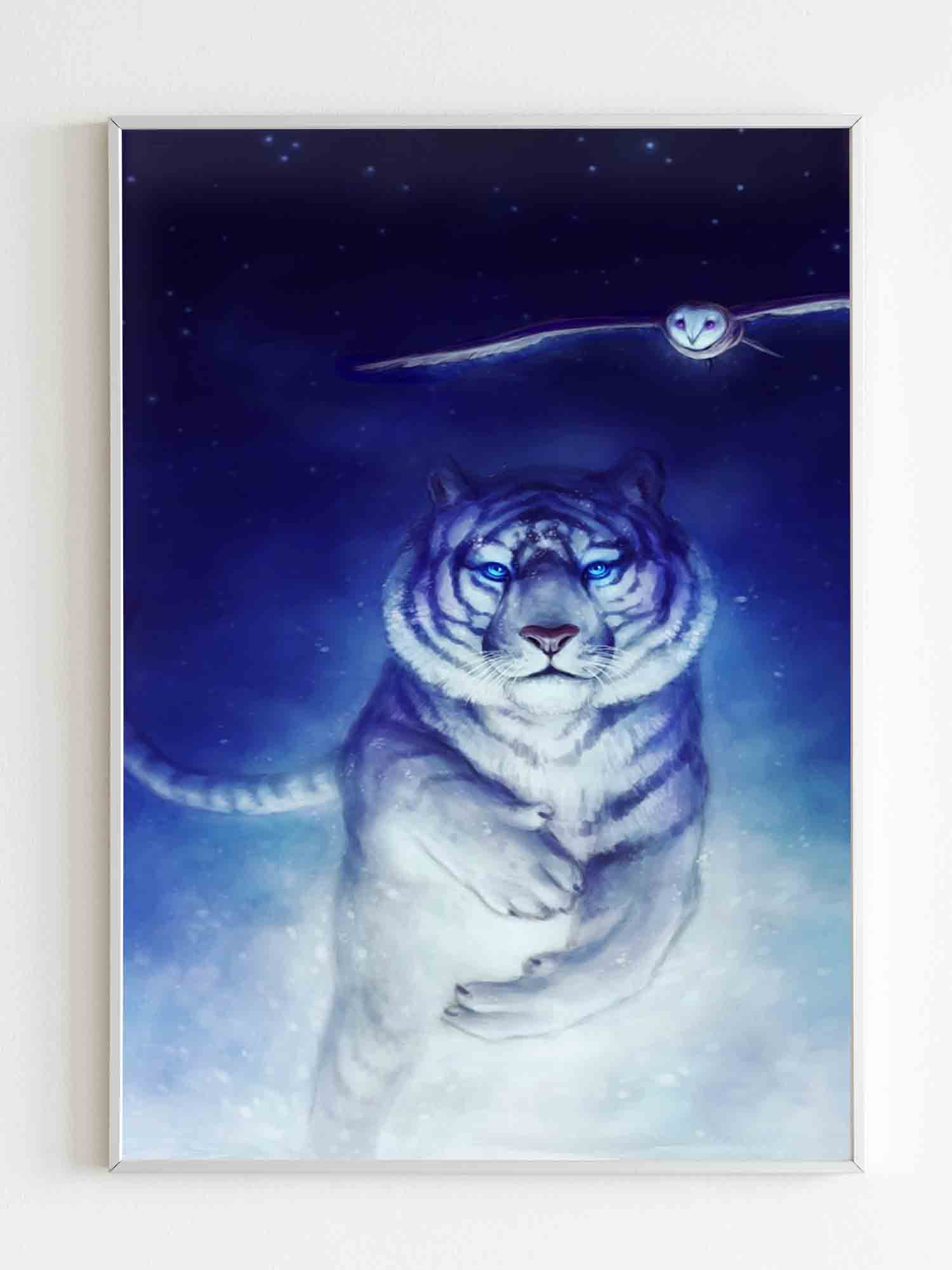 White Tiger And Owl Poster