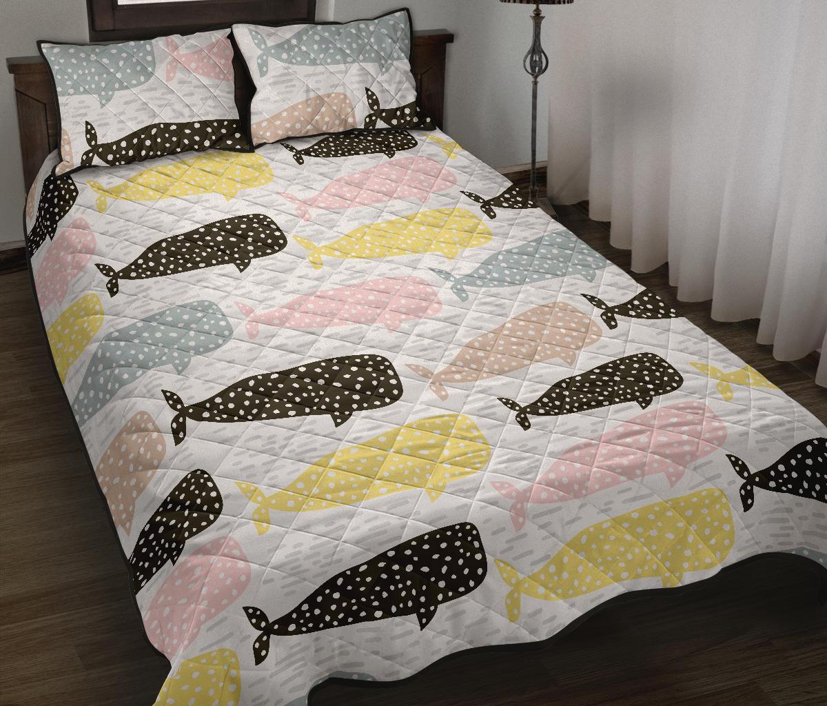 Whale dot pattern Quilt Bed Set