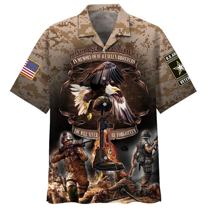 Veteran Us Army In Memory Of Our Fallen Brothers Aloha Hawaiian Shirts #Kv