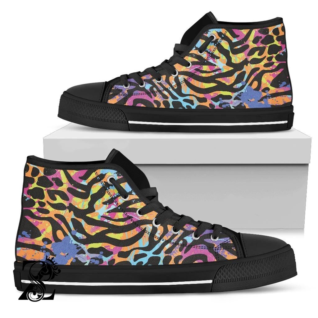 Colorful Zebra Leopard Pattern Print Women’S High Top Shoes