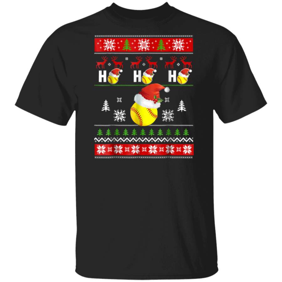 Santa Ho Softball Ugly Christmas Sweater-Softball Xmas Gift Hoodie Shirt