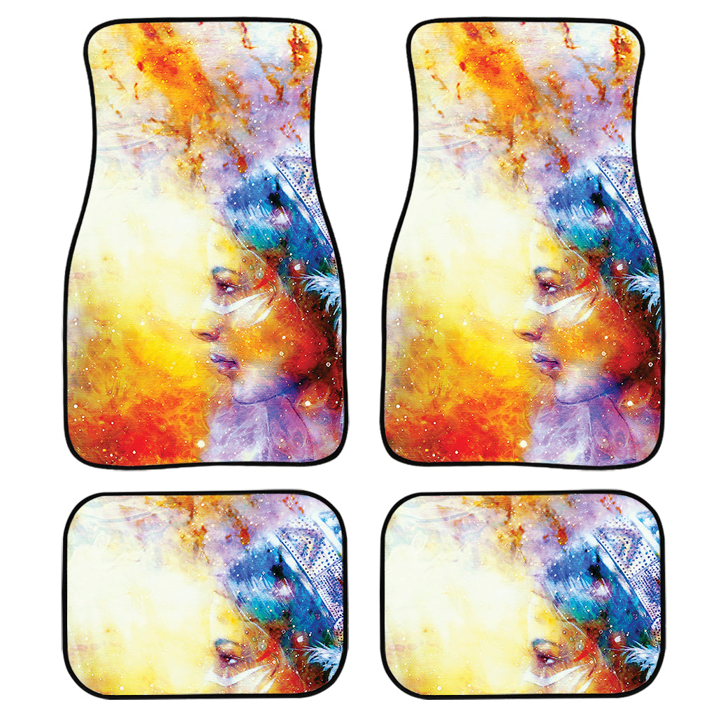 Galaxy Native Indian Woman Print Front And Back Car Floor Mats, Front Car Mat