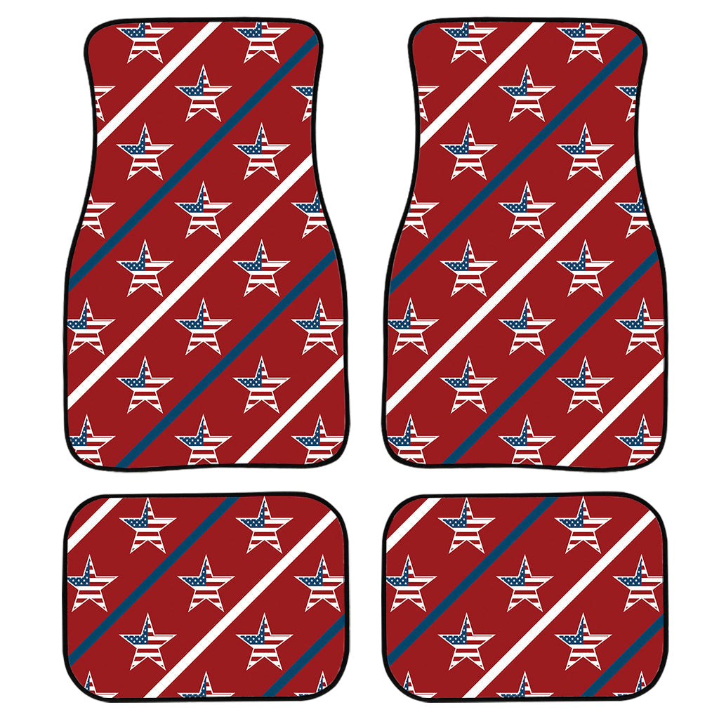 Usa Patriotic Star Pattern Print Front And Back Car Floor Mats, Front Car Mat