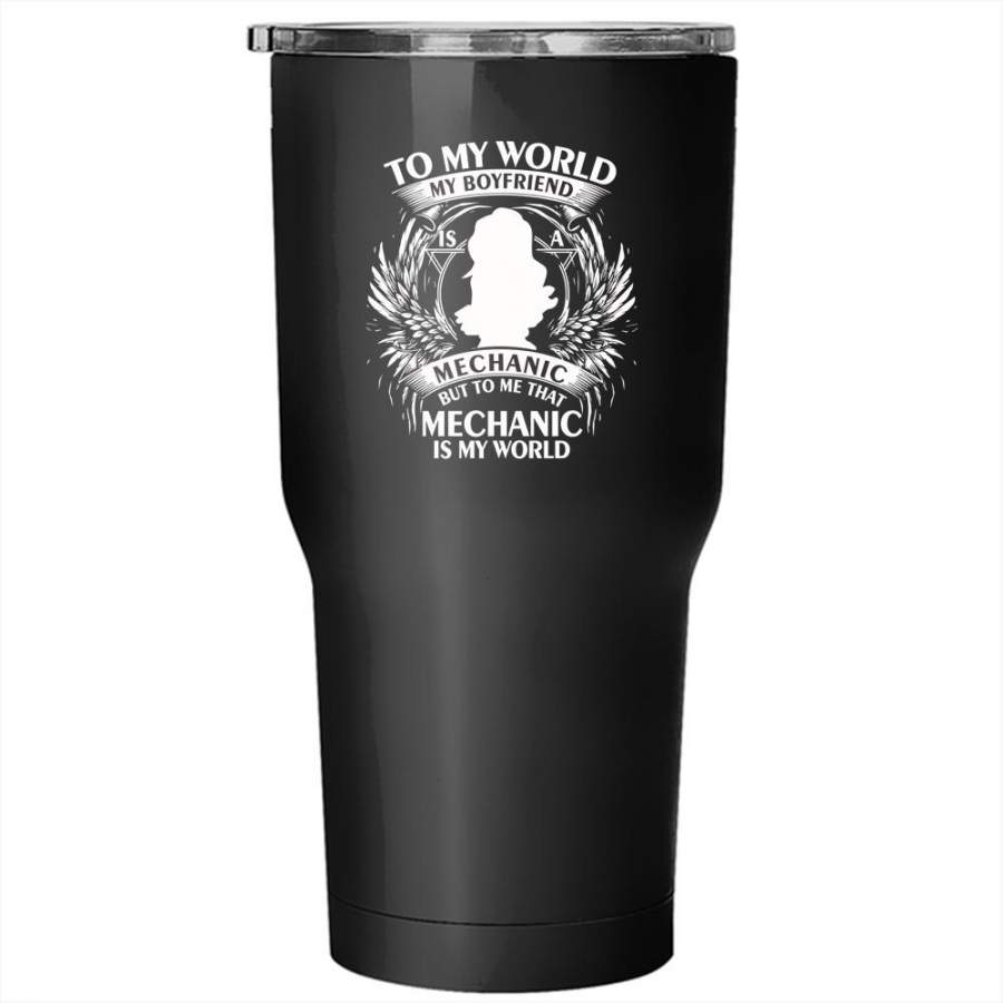 My Boyfriend Is A Mechanic Tumbler 30 oz Stainless Steel, Cool Couple Travel Mug