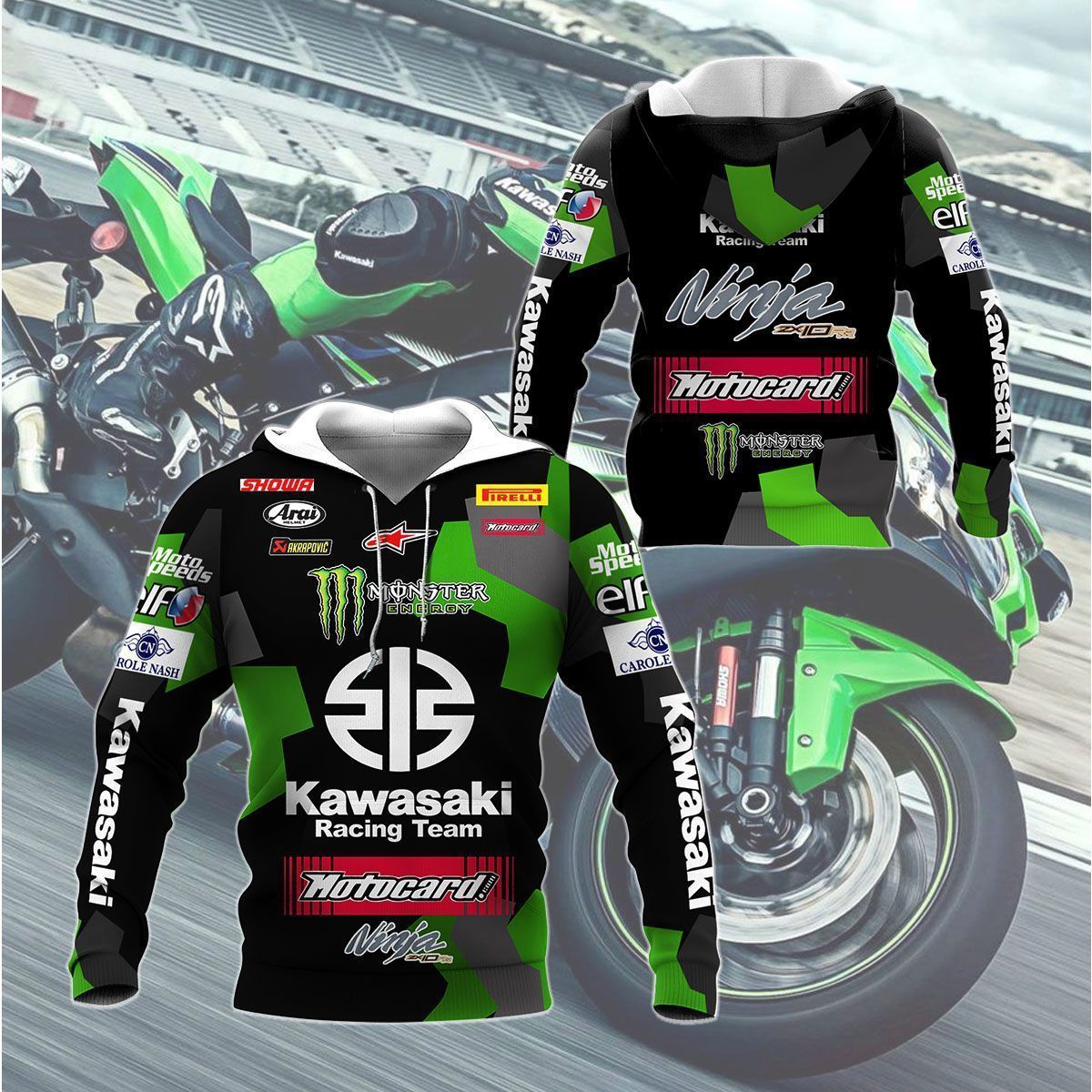 3D All Over Printed Kawasaki Racing   Shirts Ver4 (Black)