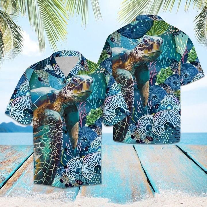 Turtle Hawaiian Shirt | Unisex | Full Size | Adult | Colorful | Hw1096