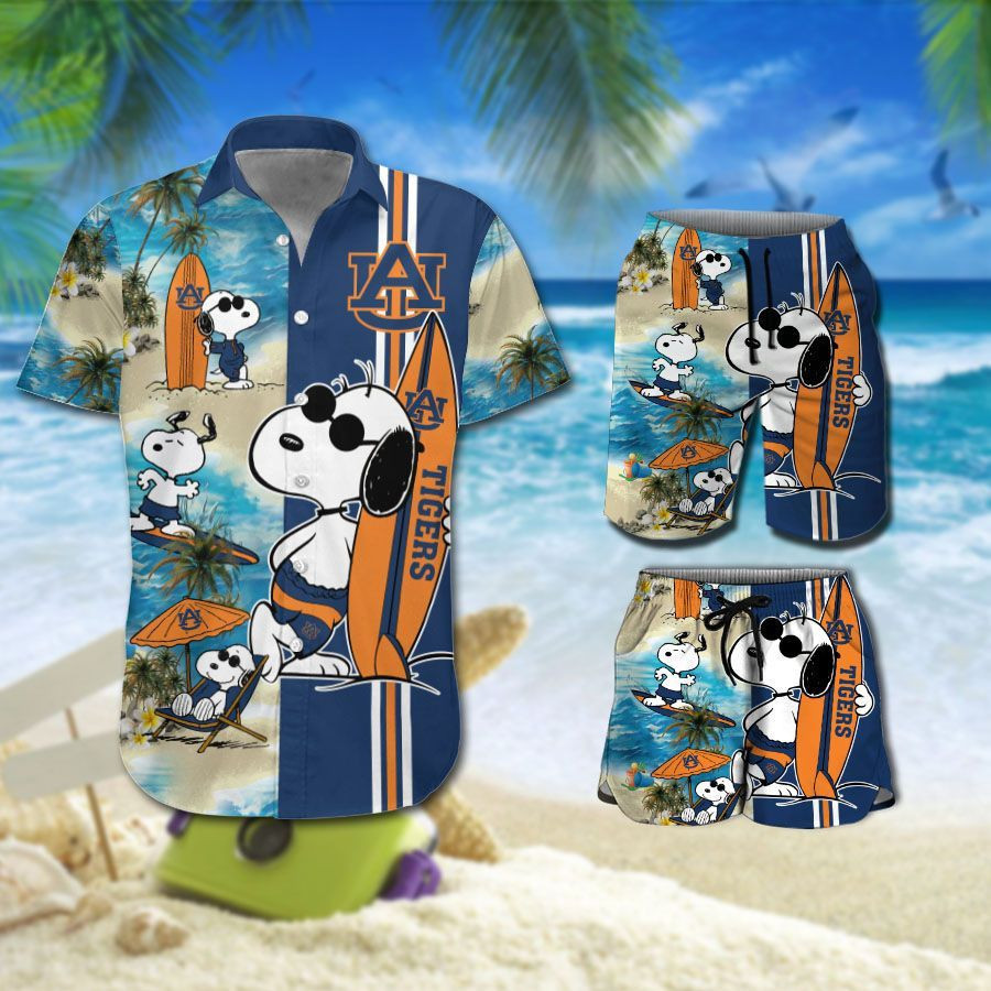 Personalized Auburn Tigers Snoopy All Over Print Hawaii Shirt Beach Shorts Ha72518