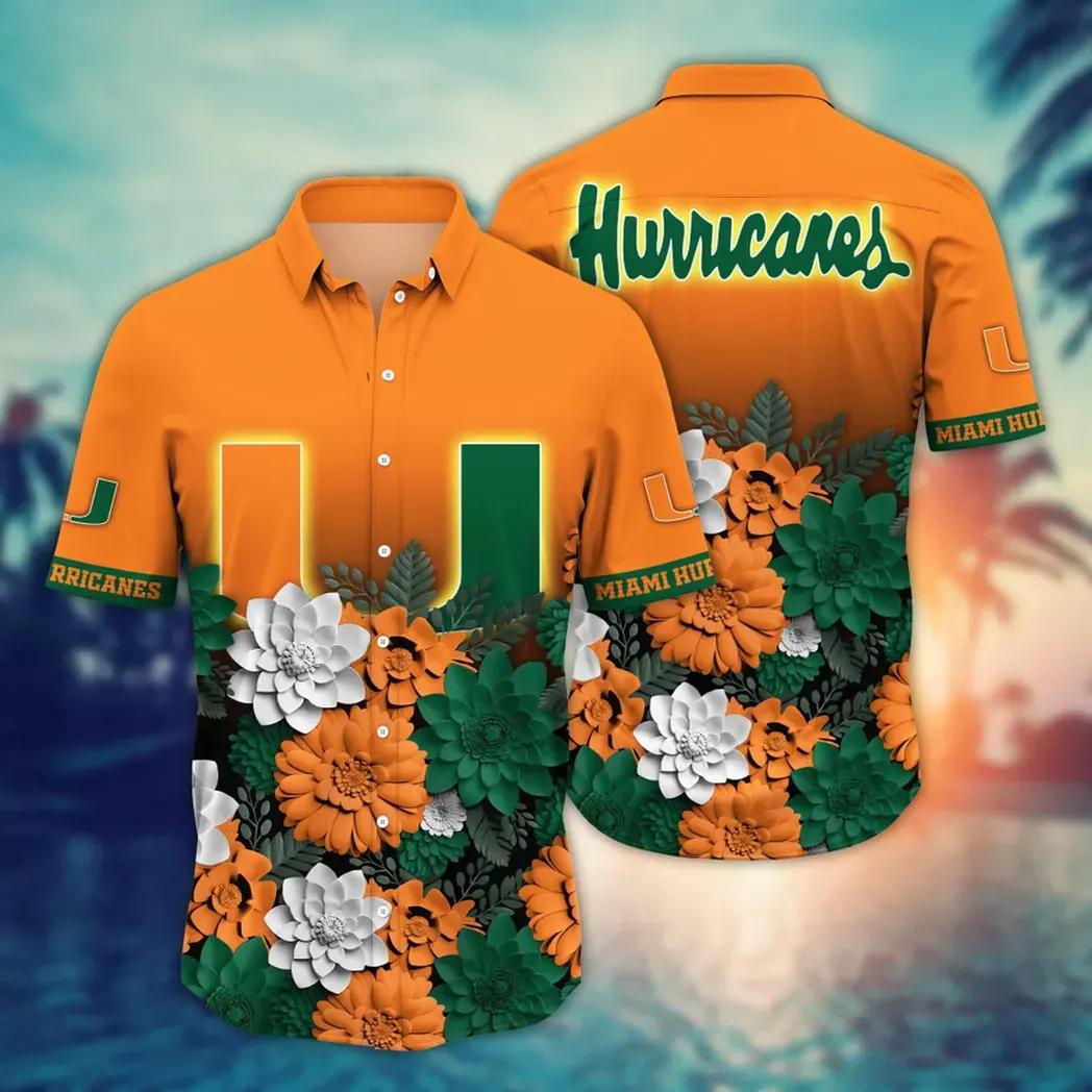Miami Hurricanes Ncaa Flower Aloha Hawaiian Shirt 11, Ncaa Hawaiian Shirt