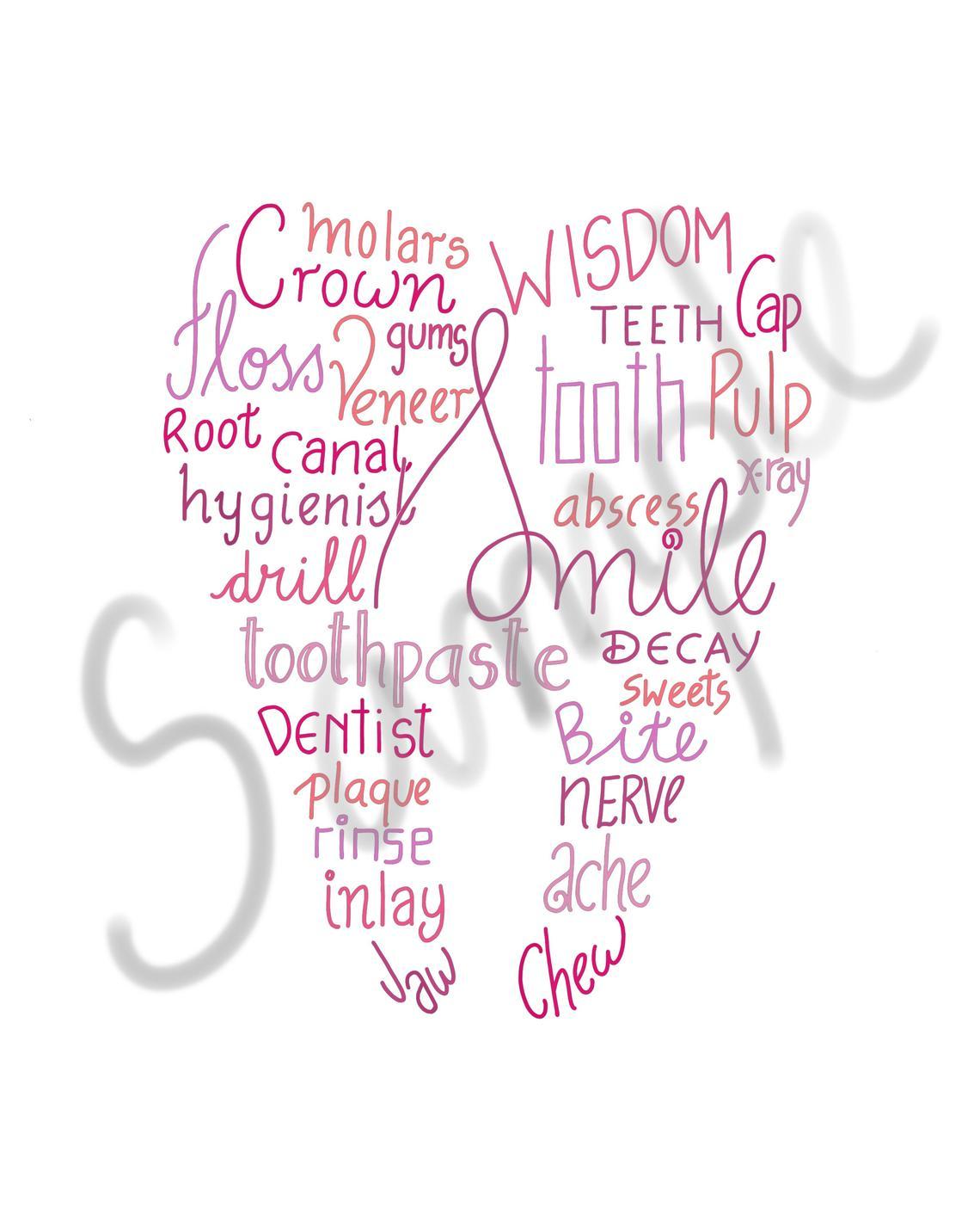 Tooth Shape Portrait Poster & Canvas Dental Gift For Men Women Dentist Office Decor Home Decor Wall Art Visual Art