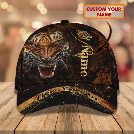 Tiger Warrior Personalized Name All Over Print Classic Cap For Tiger Lovers