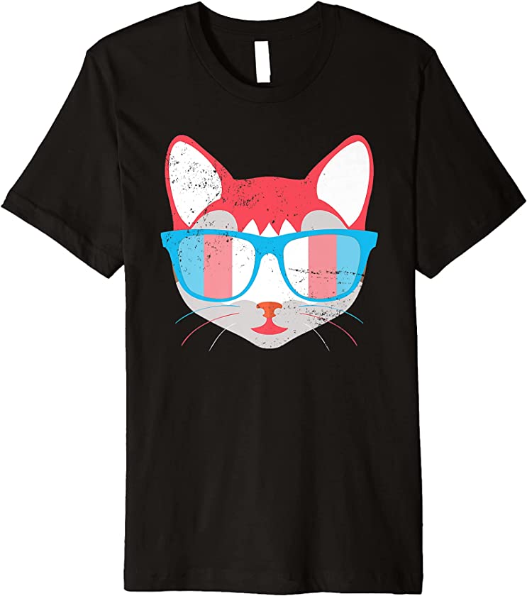 Trans Flag Cat Animal Transgender Pride LGBT Transgender Premium T-Shirt