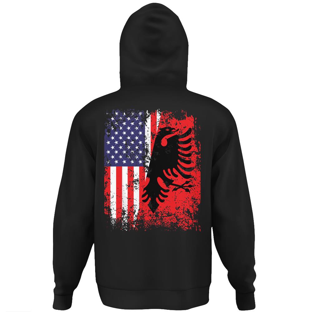 Albanian American Flag Gift Patriotic Usa Albania Flag Hoodie Print On Back