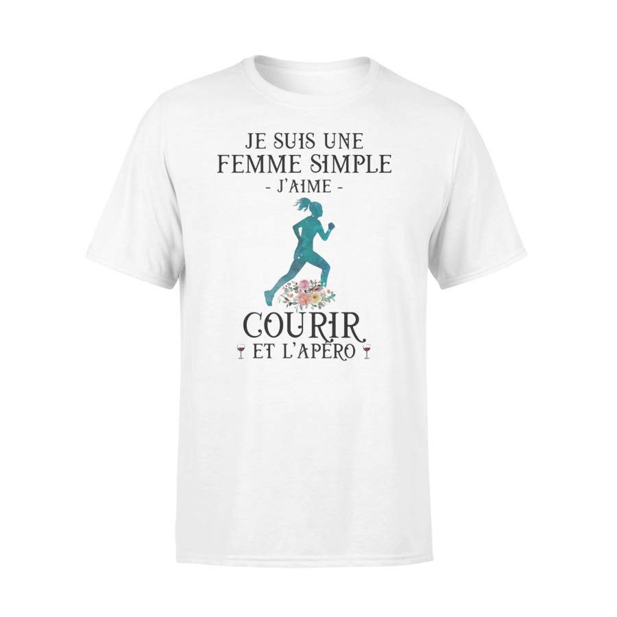 Je Suis Une Femme Simple J’aime Courir Et L’apero Run Flower T-shirt