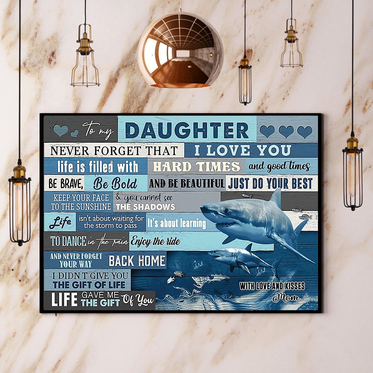 Dolphin To My Daughter Never Forget That I Love You Poster No Frame