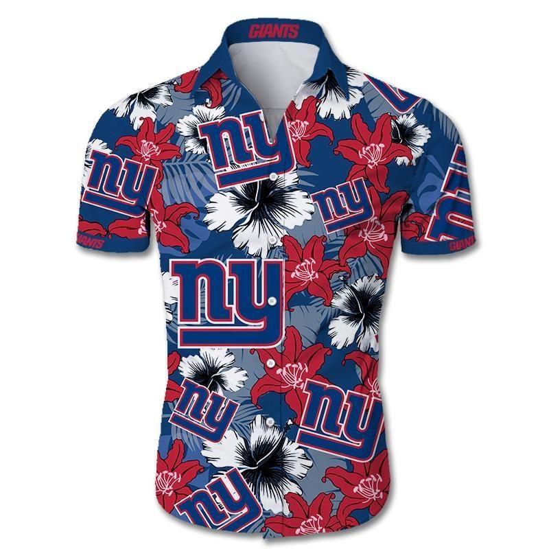 Beach Shirt New York Giants Hawaiian Shirt Tropical Flower Short Sleeve Slim Fit Body