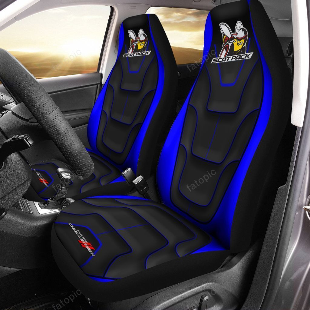 Dodge Challenger Car Seat Cover (Set Of 2) Ver1 (Blue)