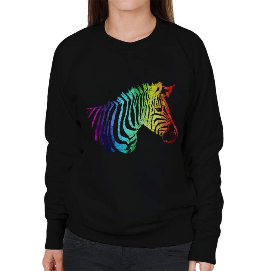 Rainbow Zebra Mosaic Women’s Sweatshirt