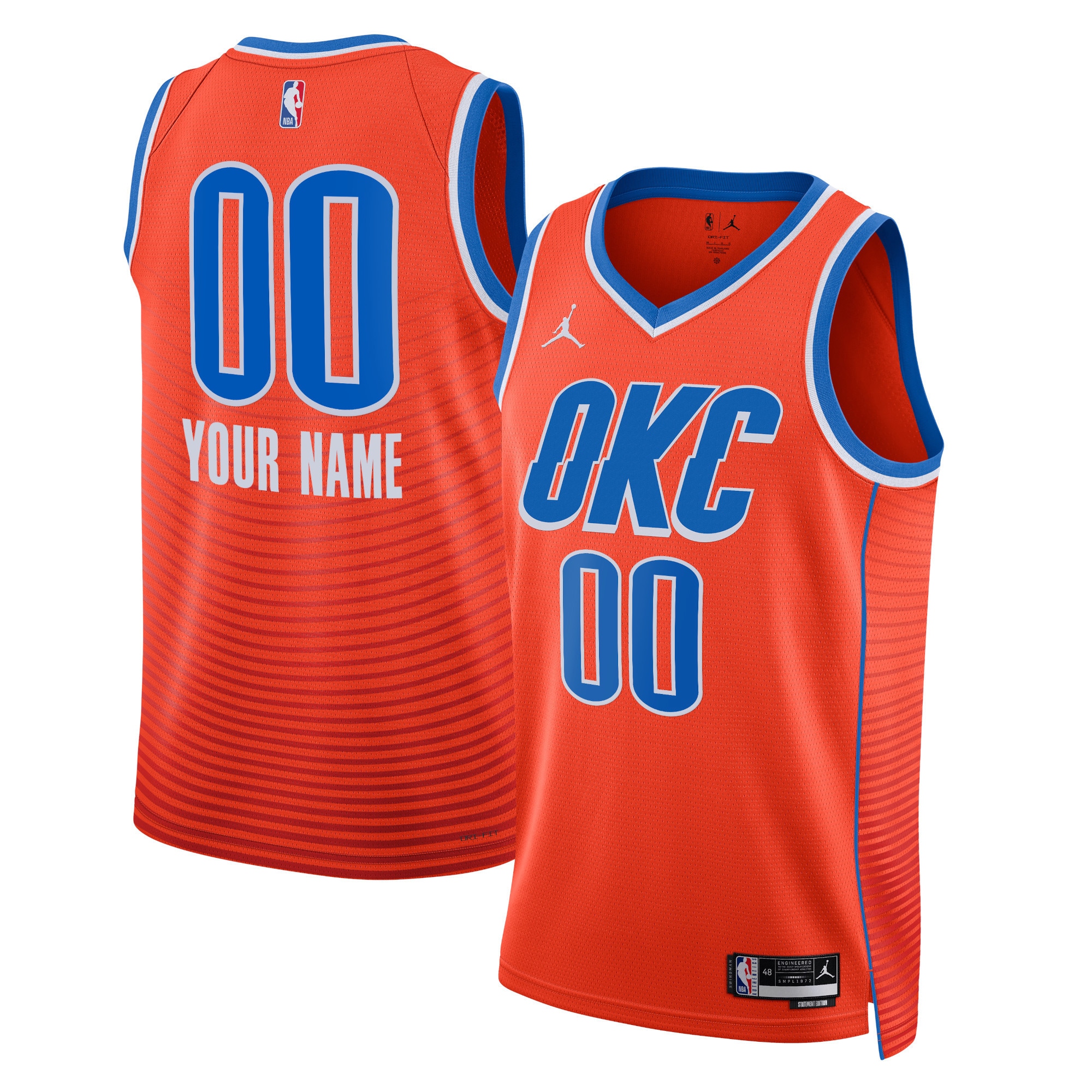 Oklahoma City Thunder Jordan Brand Unisex 2022/23 Swingman Custom Jersey – Statement Edition – Orange