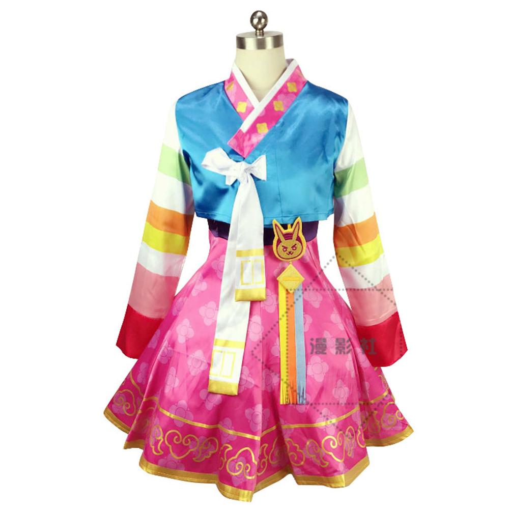 2020 New Arrivals Game OW D.Va Cosplay Costumes Hanbok Style Cute Women Girls Clothes Korean Dress+Accessories Full set alx