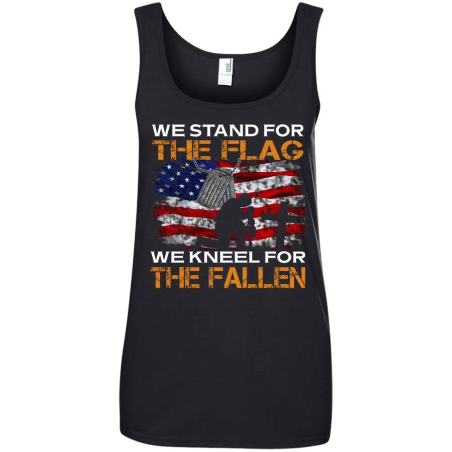 WE STAND FOR THE FLAG WE KNEEL FOR THE FALLEN VETERANS DAY TEES Ladies’ 100% Ringspun Cotton Tank Top