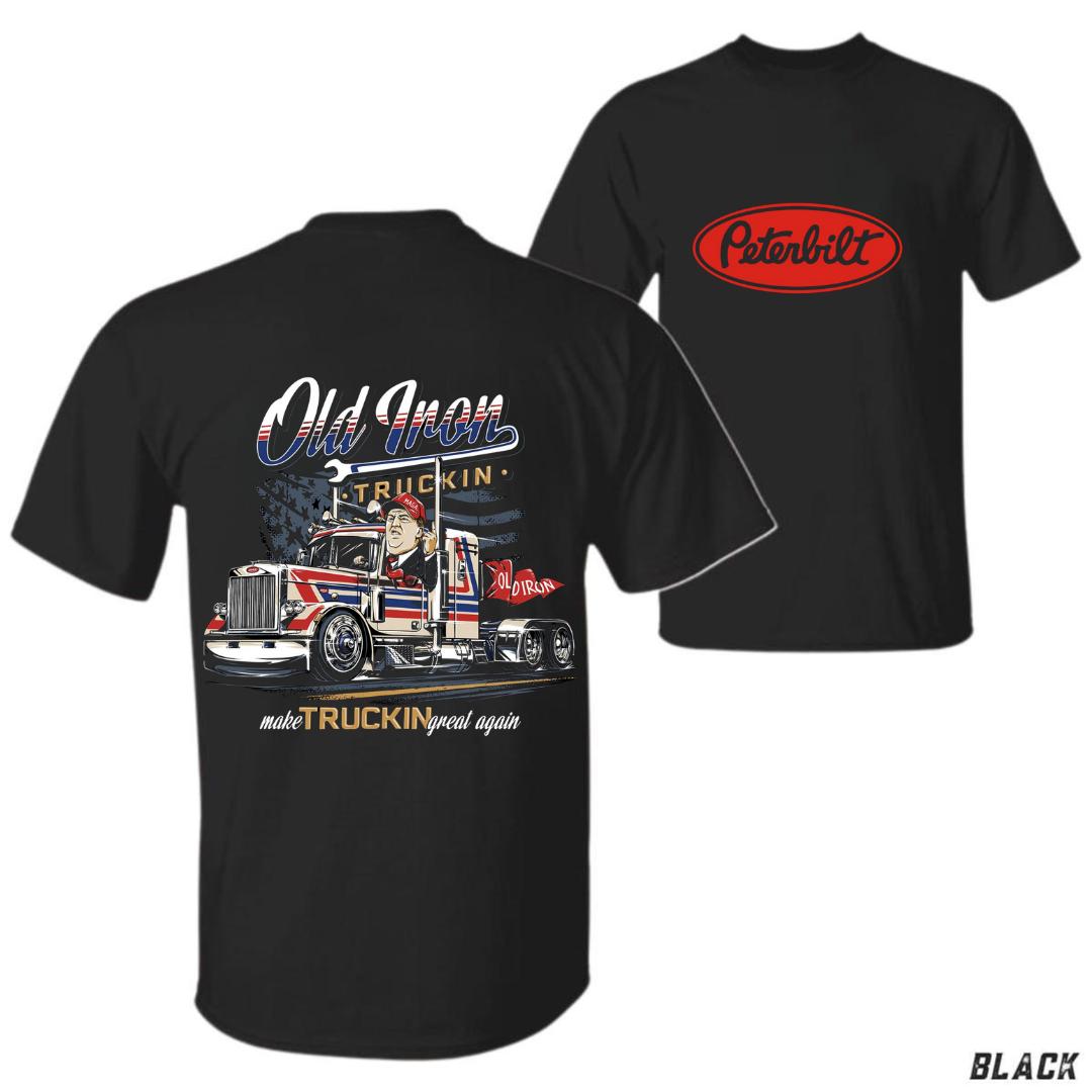 Peterbilt Old Iron Truck Shirt, Patriotic USA Graphic Tee, Retro Trucker Outfit, Car Lover, Summer Top
