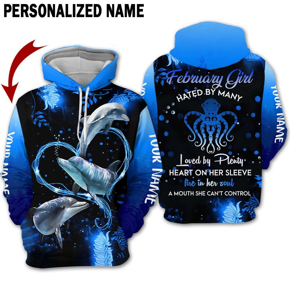 Dolphins February Girl Custom Name 3D All Over Print | For Men & Women | Adult | Cn2318