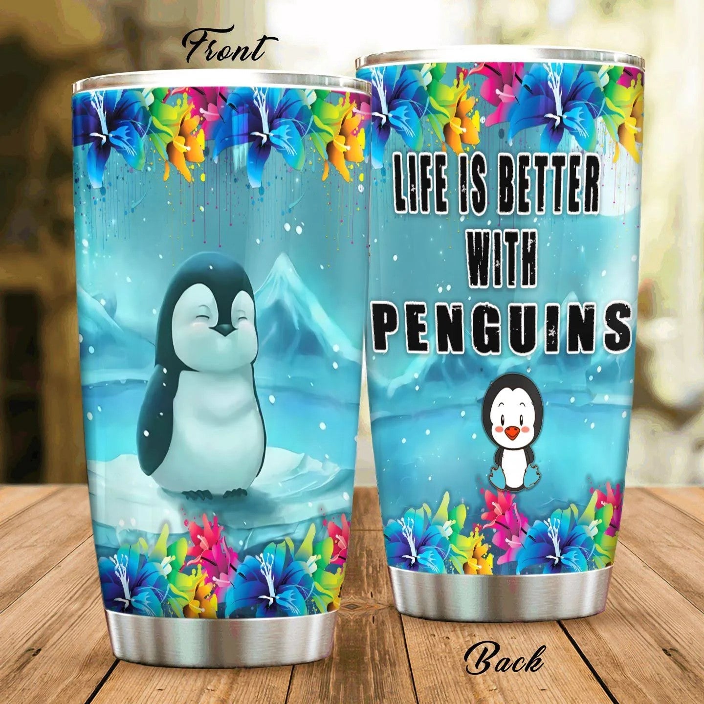 Penguin Personalized Stainless Steel Tumbler Customize Name, Text, Number Bbb170125Mh 20Oz, Stainless Steel Personalized Stainless Steel Tumbler Customize Name, Text, Number