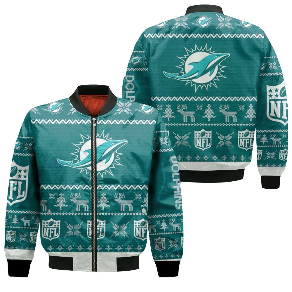 Dolphins Ugly Sweatshirt Christmas 3D Bomber Jacket