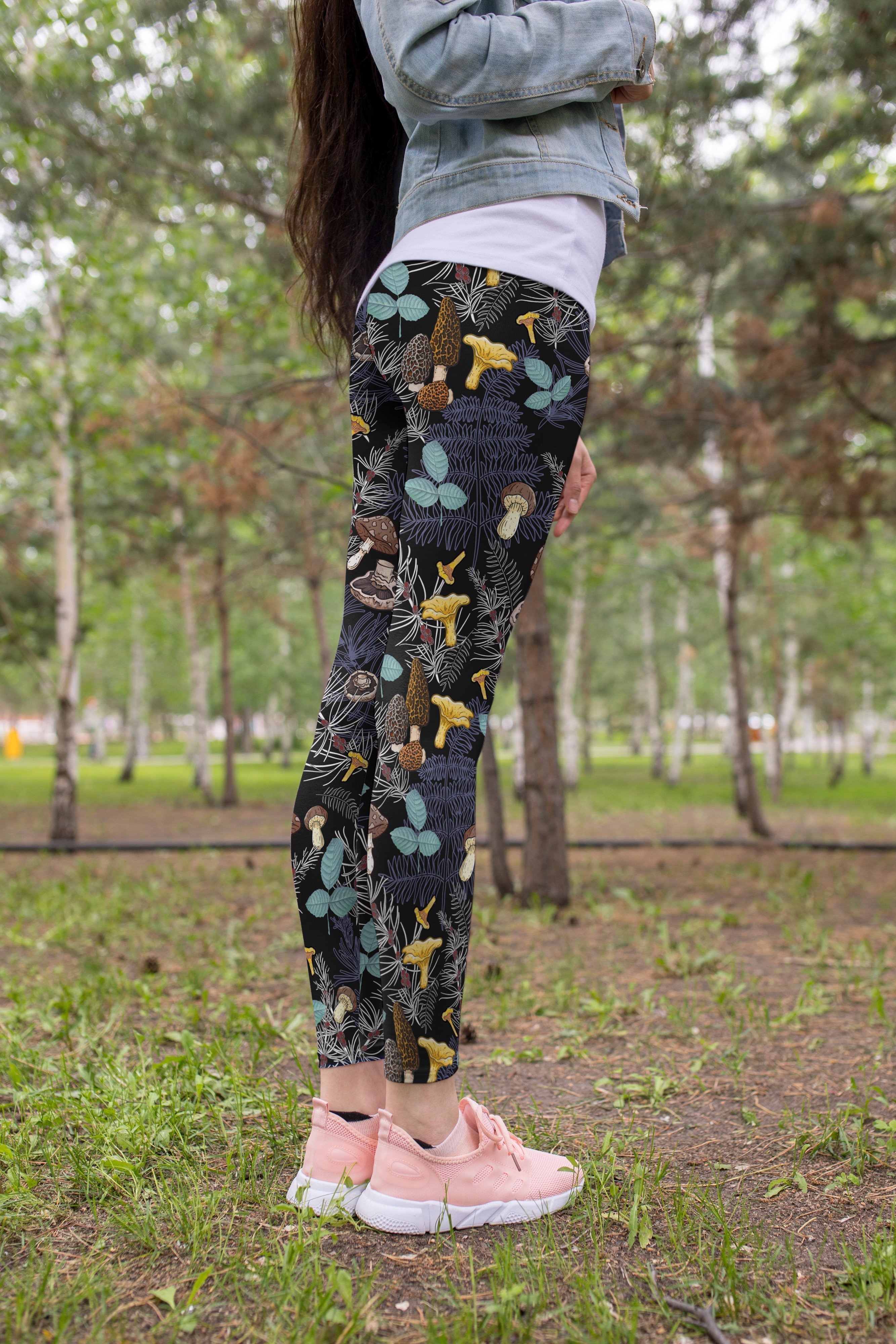 3D All Over Print Mushrooms And Leaves Of Forest Trees Legging