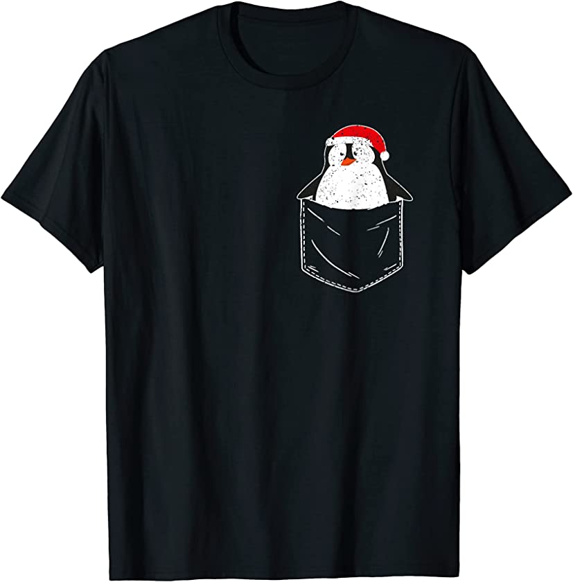 Pocket Penguin Santa Cute Animal Christmas Pajamas Xmas Pjs T-Shirt