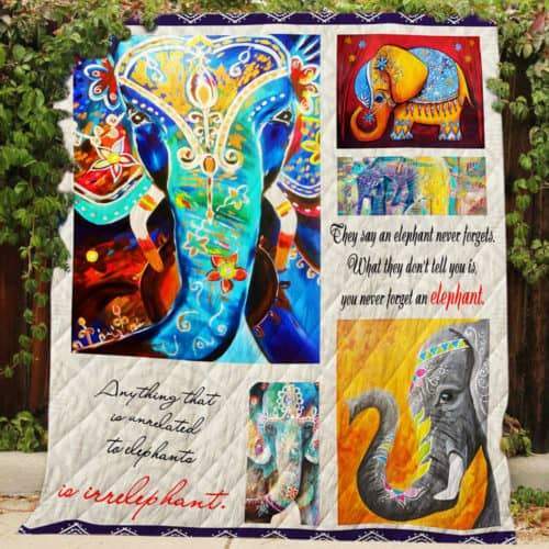 Painting Bohemian Elephant  Quilt Blanket