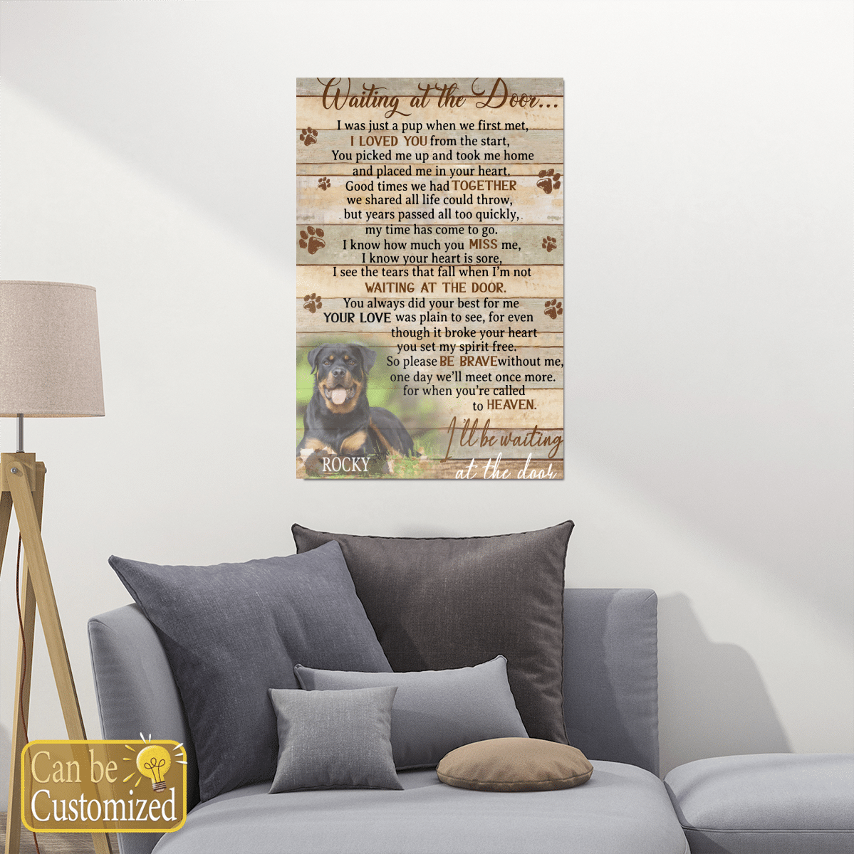 ROTTWEILER  – POSTER  – WAITING AT THE DOOR