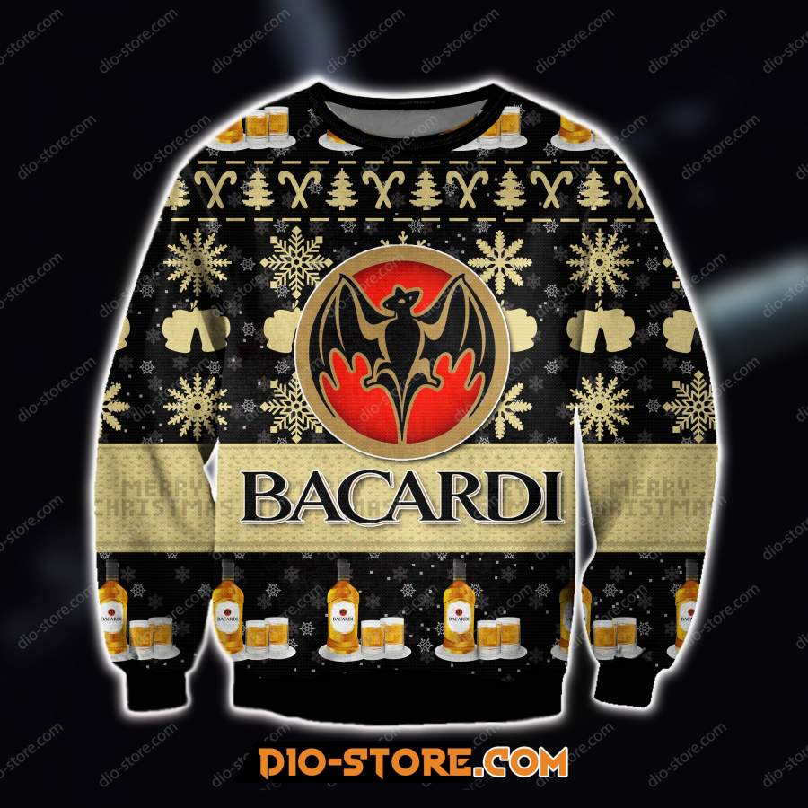 3D ALL OVER PRINT BACARDI WINE UGLY CHRISTMAS SWEATSHIRT