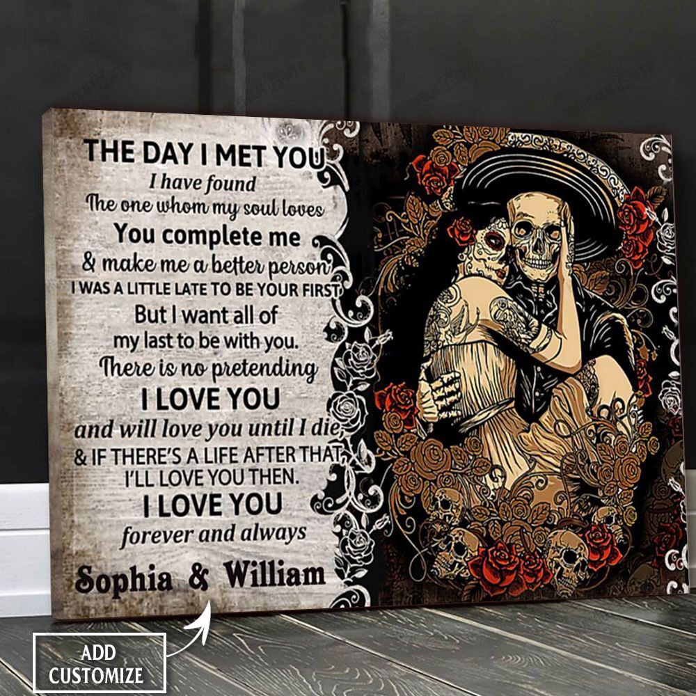 Valentine Mexican Skeleton Personalized Canvas Poster Wall Art, Poster Print, Canvas Print Wall Decor