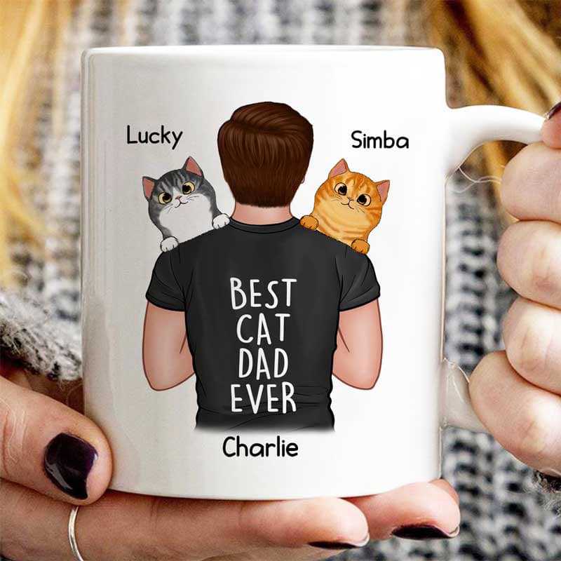 Man Carrying Cats Best Cat Dad Ever Father‘S Day Gift Personalized Mug